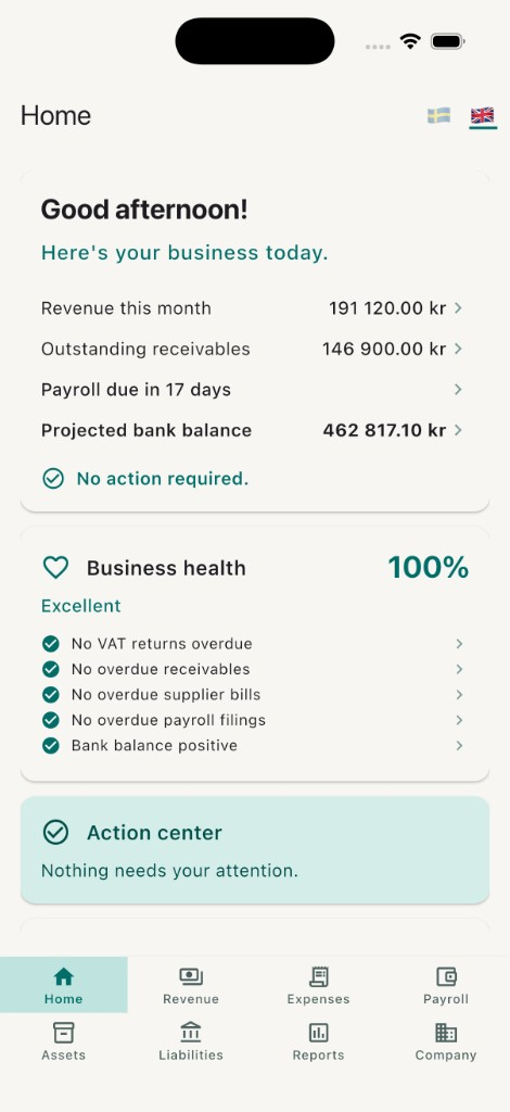 iPhone showing the Kvis dashboard